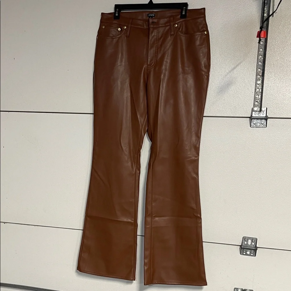 J CREW WOMENS HIGH RISE BOOTCUT PANT FAUX LEATHER BROWN 32 CC485